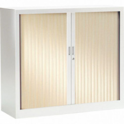 ARMOIRE À RIDEAUX BASSE 2 TABLETTES H100CM GENERIC+ BLANC ET ACACIA