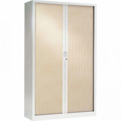 ARMOIRE À RIDEAUX HAUTE 4 TABLETTES H198CM GENERIC+ BLANC ET ERABLE