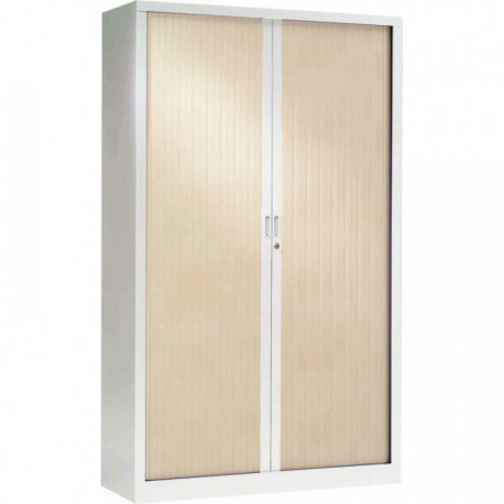 ARMOIRE À RIDEAUX HAUTE 4 TABLETTES H198CM GENERIC+ BLANC ET ERABLE