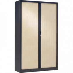 ARMOIRE À RIDEAUX HAUTE 4 TABLETTES H198CM GENERIC+ ANTHRACITE ET ERABLE