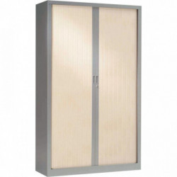 ARMOIRE À RIDEAUX HAUTE 4 TABLETTES H198CM GENERIC+ ALUMINIUM ET ERABLE