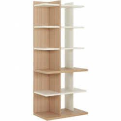 BIBLIOTHÈQUE BRABANT L80XH189XP45CM CHÊNE STRUCTURÉ/BLANC