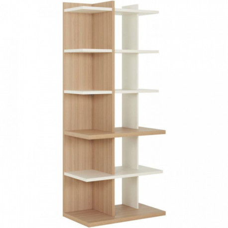 BIBLIOTHÈQUE BRABANT L80XH189XP45CM CHÊNE STRUCTURÉ/BLANC