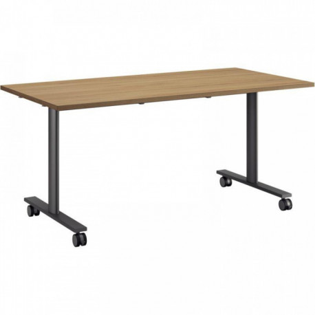 TABLE DE RÉUNION MOBILE RABATTABLE L140CM CONNEXION PLATEAU CHÊNE DU BOCAGE/PIÈTEMENT ANTHRACITE