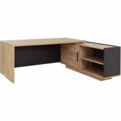 BUREAU RETOUR DROITE L200/218XH75XP90/180CM AVEC RANGEMENTS CHÊNE DU BOCAGE/ANTHRACITE BRABANT