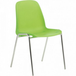 CHAISE CHARLOTTE coque polypropylene piet.chromé empilable utilisation intérieur norme EN L44XH80XP38cm GIVRÉE vert