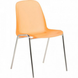 CHAISE CHARLOTTE coque polypropylene piet.chromé empilable utilisation intérieur norme EN L44XH80XP38cm GIVRÉE orange