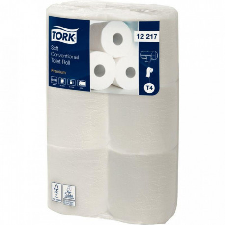 PAPIER HYGIÉNIQUE *PQT72RLX*198F 2 PLIS 9,5 x 11,5 CM PREMIUM ECOLABEL TORK (12154) TOILETTE 