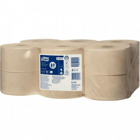 LOT DE 12 ROULEAUX PAPIER HYGIÉNIQUE JUMBO T2 2 PLIS NATUREL